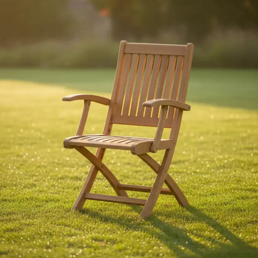 KIFFA FOLDING ARM CHAIR WIDE SLAT
