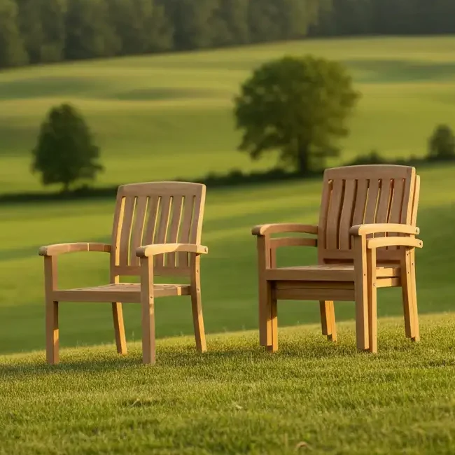 MARLEY STACKING ARM CHAIR WIDE SLAT