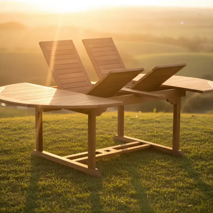 OVAL DOUBLE EXTEND TABLE 150X150-230X75 CM